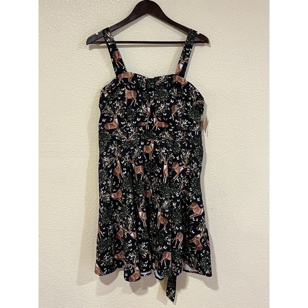 Eva Rose Pin Up Forest Deer Cottage Autumn Dress Women's Sz 1X Plus Sweetheart